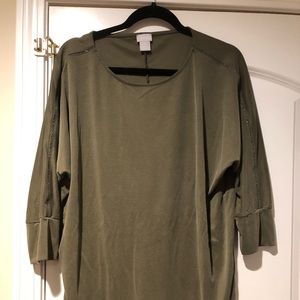 Chico hunter green quarter sleeve shirt size 2. New